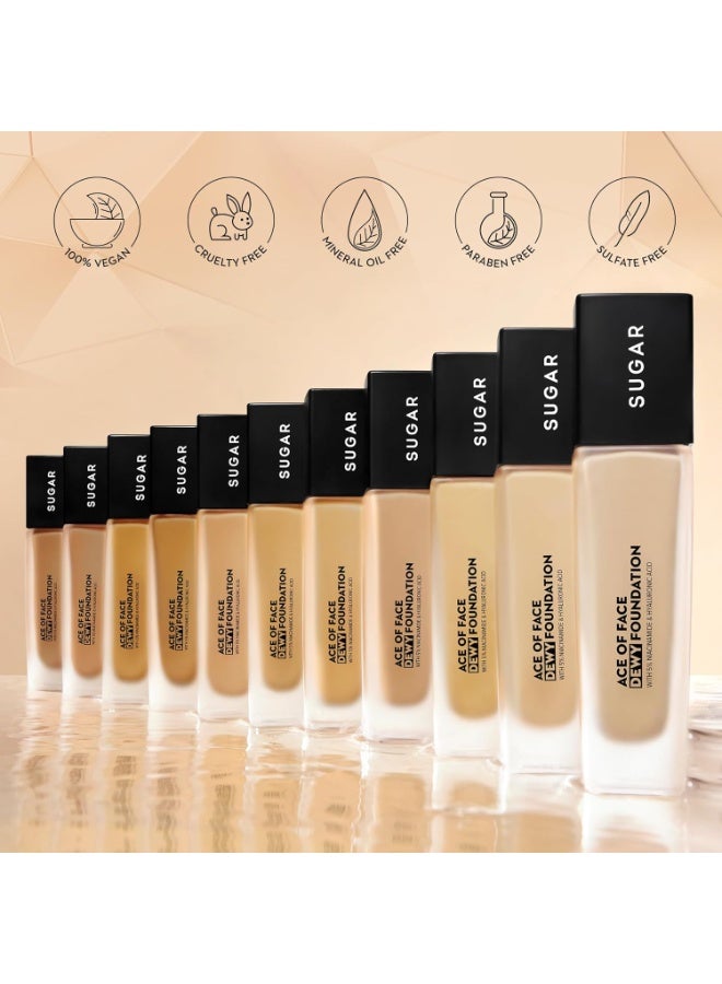 SUGAR Cosmetics Ace Of Face Dewy Foundation with 5% Niacinamide & Hyaluronic Acid | Lasts upto 18hrs | 30 ml - 07 Vanilla Latte - Image 3
